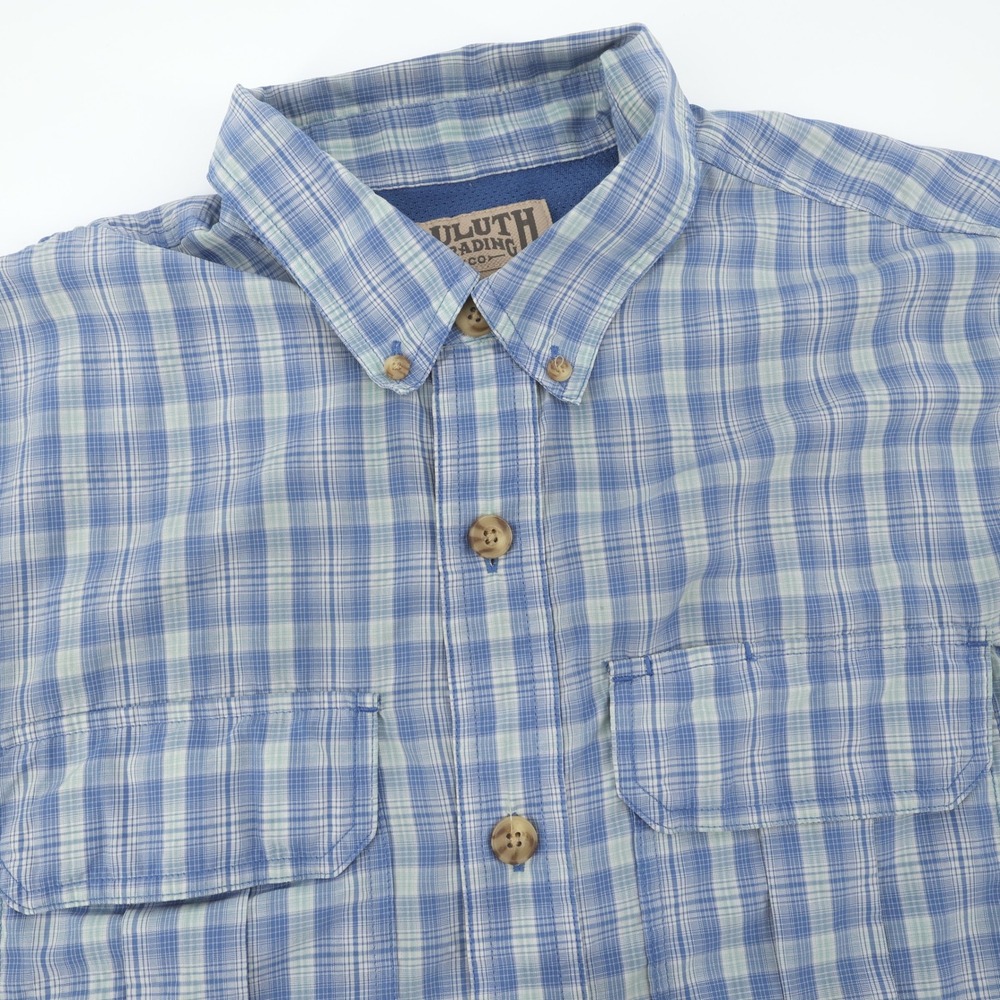 Duluth Trading Co Mens Plaid Short Sleeve Button Up Shirt Mens Medium - Picture 1 of 6